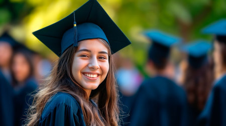 Portrait of a happy and smiling young woman on her graduation dayの素材