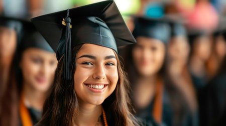 Portrait of a happy and smiling young woman on her graduation dayの素材