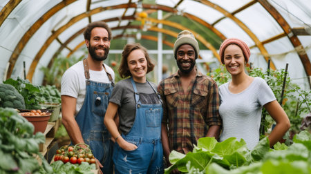 Enthusiastic Farmers Promoting Sustainable and Organic Agricultural Practicesの素材