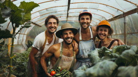 Enthusiastic Farmers Promoting Sustainable and Organic Agricultural Practicesの素材