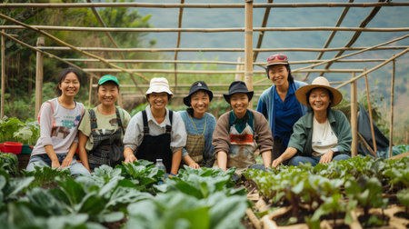 Enthusiastic Farmers Promoting Sustainable and Organic Agricultural Practicesの素材