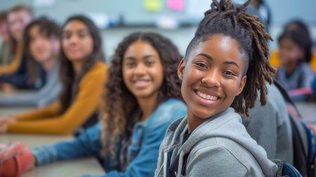Group of Diverse High School Friends Sharing a Joyful Moment Togetherの素材