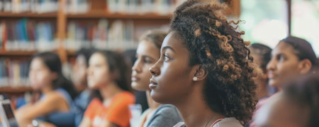 Diverse Students Engaged in Learning at University Libraryの素材