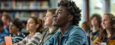 Diverse Students Engaged in Learning at University Libraryの素材