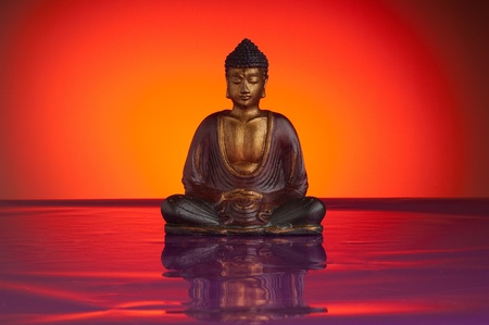 budda with red background の写真素材