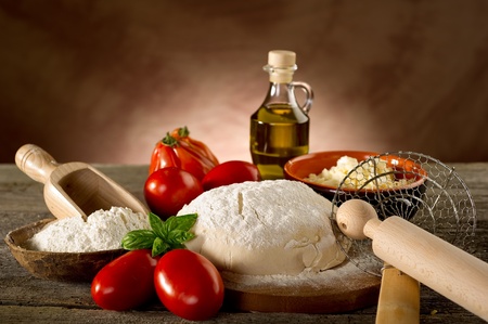 ingredients for homemade pizzaの写真素材