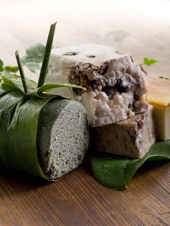 variety of natural aromatic homemade soap, with vanilla, honey, dried grape, coffeeの写真素材