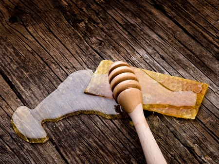 honey with spoonの写真素材