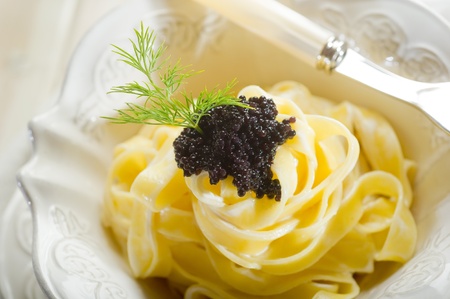 caviar pasta on luxury dishの写真素材
