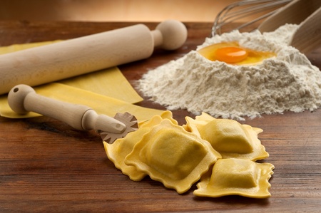 ingredients for italian homemade pastaの写真素材