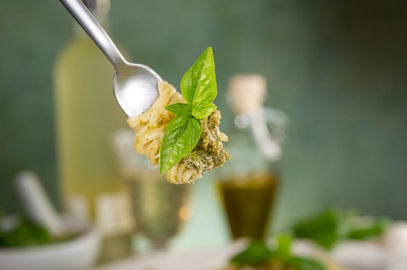 italian pesto pastaの写真素材