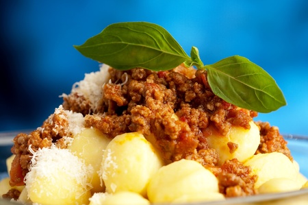 gnocchi with ragout sauceの写真素材