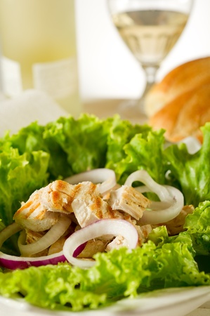  salad with grilled chicken breast の写真素材