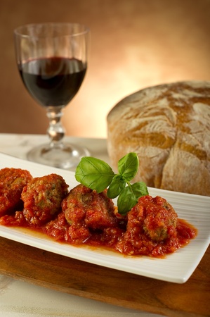meat balls with tomatoes sauceの写真素材