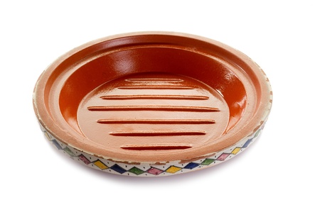 decorated tajine on white backgroundの写真素材