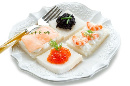 mix canape on whiteの写真素材
