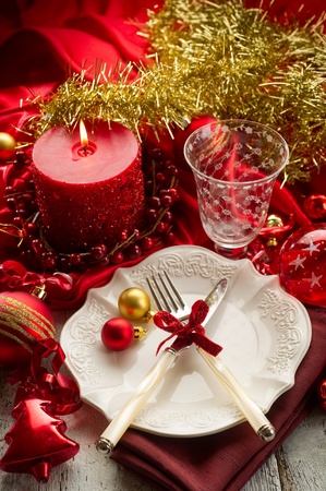 red xmas luxury tableの写真素材