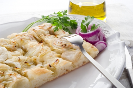 white pizza with onionsの写真素材