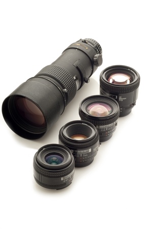 camera lens on whiteの写真素材