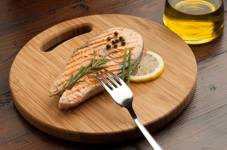 grilled fresh salmonの写真素材