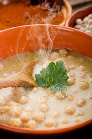 chickpeas soup on bowlの写真素材