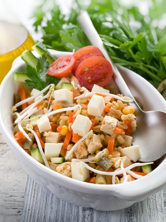 salad with tofu and vegetablesの写真素材