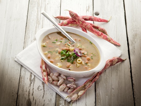 pasta with beans traditional italian recipeの写真素材