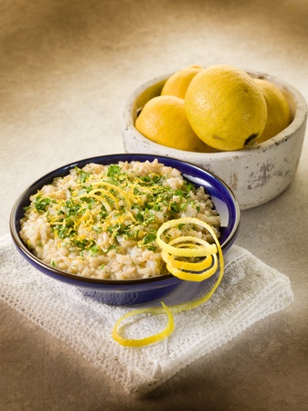 risotto with lemon and parsley, healthy foodの写真素材