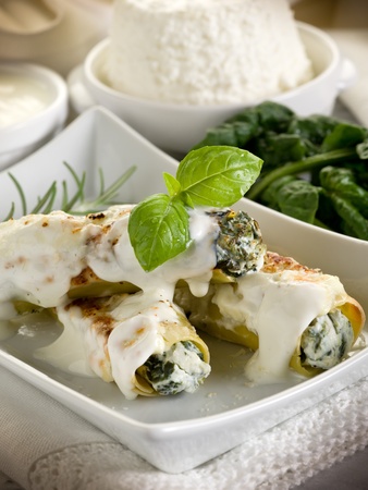 cannelloni ricotta e spinachの写真素材