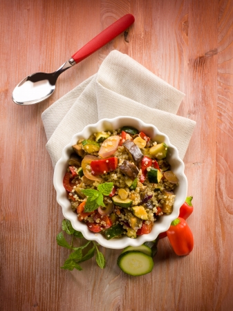 quinoa sald with vegetables, vegetarian foodの写真素材