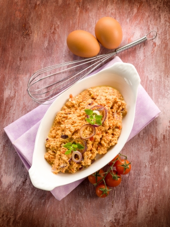 scrambled eggs with tomatoes の写真素材