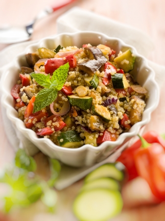 quinoa salad with vegetables,selective focusの写真素材