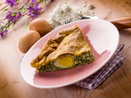 pasqualina cake, traditional italian  easter foodの写真素材