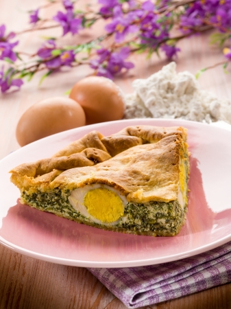 pasqualina cake, traditional italian  easter foodの写真素材