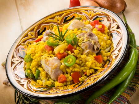 chicken paellaの写真素材