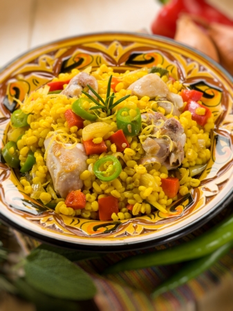chicken paella, selective focusの写真素材