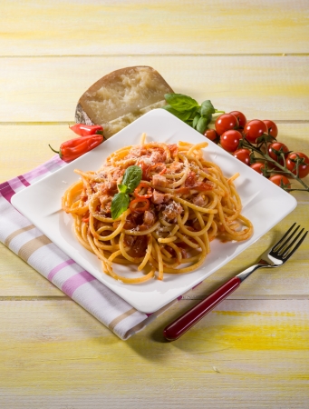 amatriciana spaghettiの写真素材
