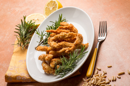 chicken croquette with rosemary and lemonの写真素材