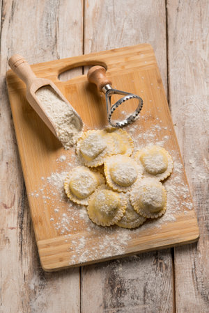 Italian ravioli with traditional ingredient recipeの写真素材