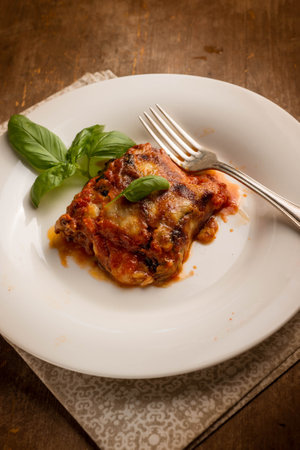 eggplants parmigiana, traditional italian recipeの写真素材