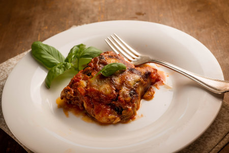 eggplants parmigiana, traditional italian recipeの写真素材