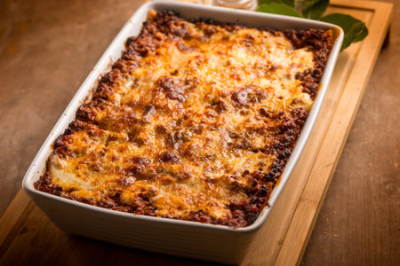 lasagna with ragout italian traditional recipeの写真素材