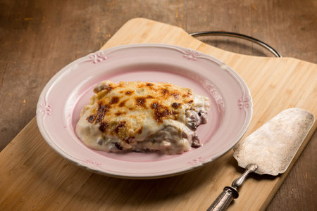 chicory lasagna, traditional italian recipeの写真素材
