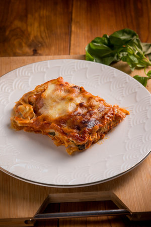 parmesan eggplant lasagna, traditional italian recipeの写真素材