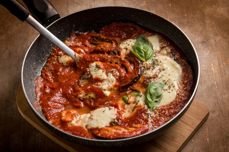 eggplants parmigiana casserole, traditional italian recipeの写真素材