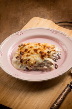 chicory lasagna, traditional italian recipeの写真素材