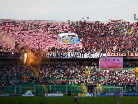 PALERMO, ITALY - November 9, 2013 - US Citta di Palermo vs Trapani Calcio - Serie Bのeditorial素材