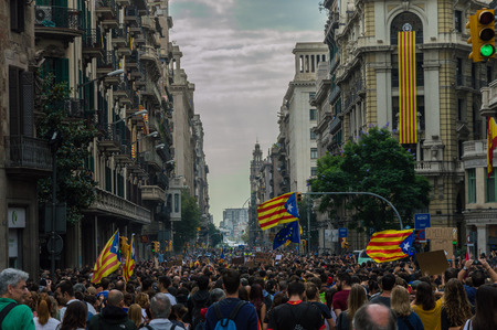 Barcelona, ??Spain 03-08-2017 Pacific protest against the law enforcement violence during the referendum for the independence of cataloniaのeditorial素材