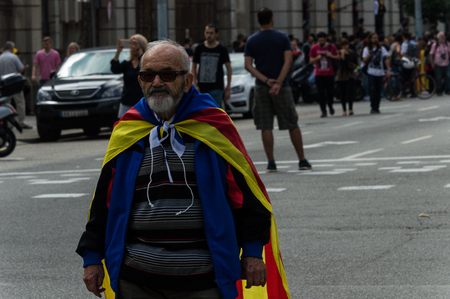 Barcelona, ââSpain 03-08-2017 Pacific protest against the law enforcement violence during the referendum for the independence of cataloniaのeditorial素材