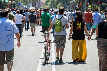 Barcelona, Catalonia / Spain - July 31 2918: taxi strike in Barcelona continues bloking the streetsのeditorial素材
